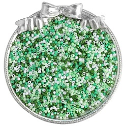 Зеленый Стеклянный бисер непрозрачных цветов, плоско-круглые, зелёные, 2 мм, о 1100 шт / комплект