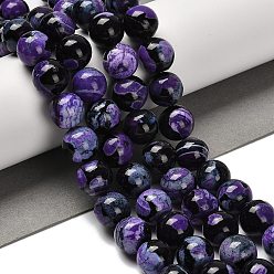 Темная Орхидея Крашеные бусины из натурального огненного агата с треском, круглые, темные орхидеи, 14 мм, отверстие : 1 мм, около 27 шт / нитка, 14.88~15.35'' (37.8~39 см)