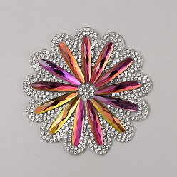Цветок Нашивки со стразами на ткань для термоприклеивания/пришивания, цветок, 81x4.5 мм
