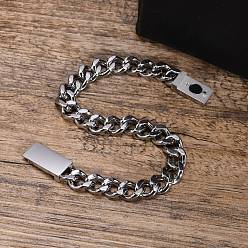 Нержавеющая Сталь Цвет Браслеты из нержавеющей стали с панцирной цепочкой, устойчивые к потускнению, для мужчин, с магнитными застежками, цвет нержавеющей стали, 7-1/8 дюйм (18 см)