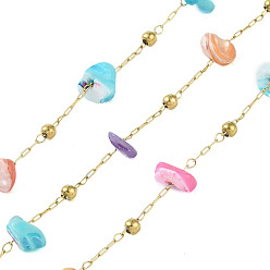 Разноцветный Ионное покрытие (ip) 304 цепи из нержавеющей стали, с натуральной белой оболочкой, окрашенные, бисерный, с катушкой, несварные, красочный, 2~7.5x5~12x5~9.5 мм