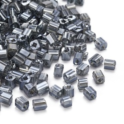 Шифер Серый 6/0 стакан бисер, прозрачные цвета блеск, квадратное отверстие, кубические, шифер серый, 3~5x3~4x3~4 мм, отверстие : 1.2~1.4 мм, Около 1000 шт / 100 г