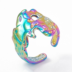 Rainbow Color Ионное покрытие (ip) 304 широкий манжет из нержавеющей стали с открытым цветком для женщин, Радуга цветов, внутренний диаметр: 17 мм