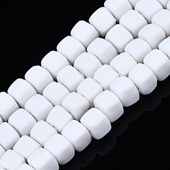White Handmade Polymer Clay Beads Strands, Cube, White, 5x5x5mm, Hole: 1.8mm, about 86~88pcs/strand, 15.35 inch~16.34 inch(39~41.5cm)