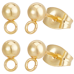 Настоящее золото 18K 100шт. 304 фурнитура для сережек-гвоздиков с шариковым штифтом из нержавеющей стали, с горизонтальными петлями и 316 штифтом из хирургической нержавеющей стали, 100 шт. 304 гайки ушные из нержавеющей стали, реальный 18 k позолоченный, 15x7x4 мм, отверстие : 1.8 мм, штифты : 0.8 мм