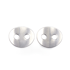 Stainless Steel Color Tarnish Resistant 2-Hole 201 Stainless Steel Sewing Buttons, Flat Oval, Stainless Steel Color, 14x12mm, Hole: 3mm