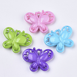 Mixed Color Opaque Acrylic Pendants, Butterfly, Mixed Color, 25x32x8.5mm, Hole: 3x5mm, about 200pcs/500g