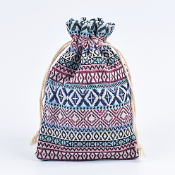 Светло-Коралловый Джутовые сумки на шнурке с принтом, прямоугольные, свет коралловый, 13x18 см