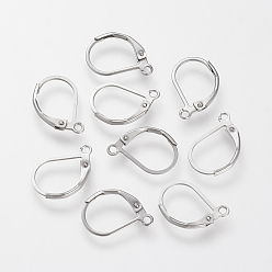 Stainless Steel Color 304 Stainless Steel Leverback Earring Findings, with Loop, Stainless Steel Color, 16x10.5x0.5mm, Hole: 1.5mm, pin: 0.5mm