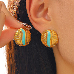 Плоский Круглый 304 серьги из нержавеющей стали эмаль, золотые, плоско-круглые, 20 мм