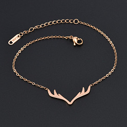 Олень Браслеты из нержавеющей стали с подвесками, украшения для женщин, золотые, олень, 7-7/8 дюйм (200 мм)