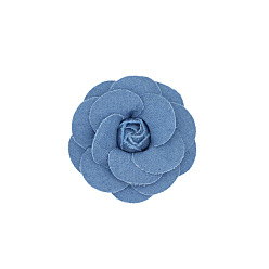 Licht Himmel blau Jeansstoff-Cabochons, für Bekleidungszubehör, Blume, Licht Himmel blau, 75 mm