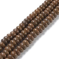 Ископаемый коралл Природные окаменелые коралловые бусы пряди, рондель, 5~7x10~10.5 мм, отверстие : 3.5 мм, около 70 шт / нитка, 15.75 дюйм (40 см)