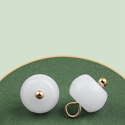 Белый Подвески из смолы, рондель, имитация нефрита, белые, 13.5x10 мм