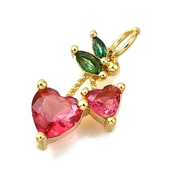 Настоящее золото 18K Латунные микро проложить кубического циркония подвески, черри прелести, без свинца и без кадмия, стойки покрытие, долговечный, с целью перехода в кольце, реальный 18 k позолоченный, 16x10.5x4.5 мм, отверстие : 3.5 мм