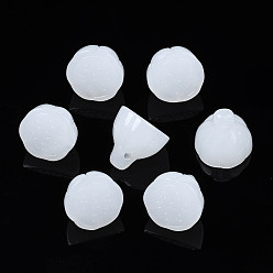 Weiß Nachahmung Jade-Glas-Charme, seedpod der Lotus, weiß, 13x13 mm, Bohrung: 1.2 mm