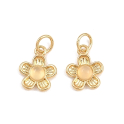 Белый Нефрит Подвески-цветы из натурального белого нефрита, с латунной, стойки покрытие, без кадмия и без свинца, долговечный, реальный 18 k позолоченный, с прыжковых колец, 12x10x3.5 мм, отверстие : 4.5 мм