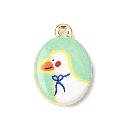 Утка Печатные подвески сплава, овальные амулеты, долговечный, стойки покрытие, золотые, утка, 20x14x4 мм, отверстие : 1.8 мм