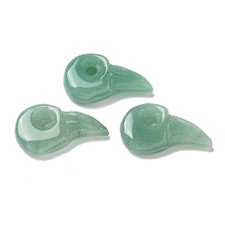 Зеленый Авантюрин Резные подвески из натурального зеленого авантюрина, подвески в виде птичьей головы, 23.5~24.5x39.5~40.5x9~9.5 мм, отверстие : 4.5 мм