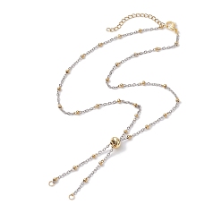 Золотой & Цвет Нержавеющей Стали 304 изготовление колье из нержавеющей стали, с цепочками-сателлитами и латунными скользящими бусинами, золотые и нержавеющая сталь цвет, 21.06 дюйм (53.5 см)