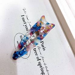 Синий Заколки для волос из кожи аллигатора в форме кошки из ацетата целлюлозы (смола), аксессуары для волос для девочек женщин, синие, 73 мм