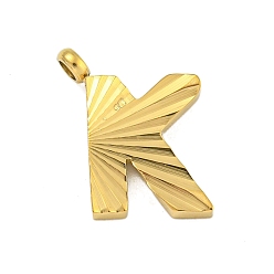 Letter K Ионное покрытие (ip) 304 брелоки из нержавеющей стали, гравированная фигурка ручной работы, полностью отполированный, золотые, Письмо K, 13.5x10.5x2 мм, отверстие : 1.8 мм