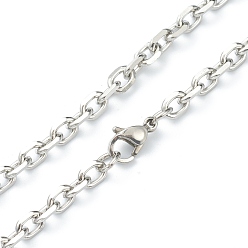Stainless Steel Color 304 Stainless Steel Cable Chain Necklaces, with Lobster Claw Clasps, Faceted, Stainless Steel Color, 19.60 inch(49.8cm), 5mm