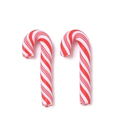 Красный Рождественские бусины из полимерной глины ручной работы, шоколадная конфета, без отверстия , красные, 23~25x8~8.5x3 мм