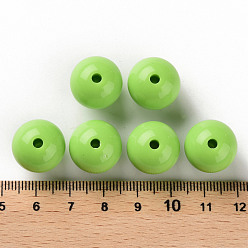 Lawn Green Opaque Acrylic Beads, Round, Lawn Green, 16x15mm, Hole: 2.8mm, about 220pcs/500g
