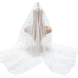 Белый Тюль с пайетками кружевная сетка полиэстеровая ткань, пайетки платья вышитая ткань, для аксессуаров одежды, белые, 100x130x0.17 см