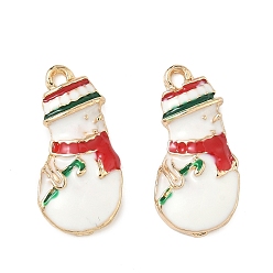 Разноцветный Рождественские эмали сплава подвески, снеговик, золотые, красочный, 22x10.5x3.5 мм, отверстие : 1.5 мм