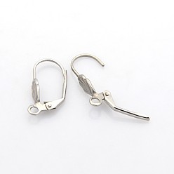Couleur Acier Inoxydable 304 boucles d'oreilles à levier en acier inoxydable résistantes au ternissement, avec boucle, couleur inox, 20x10x5mm, Trou: 2mm, pin: 0.9 mm