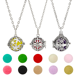 Платина 3 шт. 3 стили сплав полые клетки диффузор подвеска кабель цепь ожерелья, с 10шт. ватными шариками, платина, 27.76~27.89 дюйм (70.5~70.85 см), 1 шт / стиль