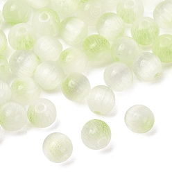 Pale Green Baking Paint Glass Beads, Imitation Cat Eye, Round, Two Tone, Pale Green, 5.5x6mm, Hole: 1.2mm, about 4000pcs/1000g