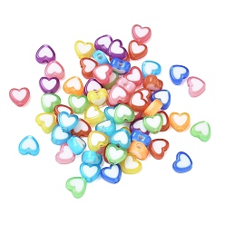 (52) Непрозрачная лаванда Непрозрачные акриловые бусины, бусина в бусине, сердце, разноцветные, 7x8x4 мм, отверстие : 2 мм, 3125 шт / 500 г