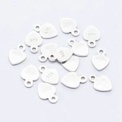 Серебро 925 лапки из стерлингового серебра, с печатью 925, сердце, серебряные, 7x5x0.5 мм, отверстие : 0.8 мм, Около 81 шт / 10 г