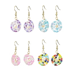 (52) Непрозрачная лаванда Серьги с подвесками Vortex из стеклянного бисера, разноцветные, 40x20 мм