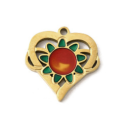 Сердце 304 нержавеющей стальной эмали подвески, ионное покрытие (ip), золотые, сердце, 17.5x17x2 мм, отверстие : 1.5 мм