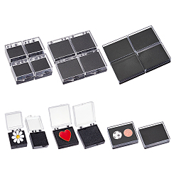 Черный 24 шт. 3 стили пластиковые упаковочные коробки с губкой внутри для брошей, прямоугольные, чёрные, 3.8~4.95x3.05~5.3x1.5~2.15 мм, 6 шт / стиль