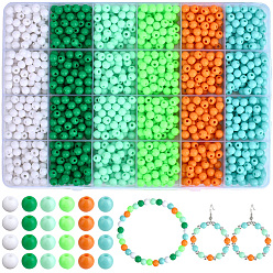 Mixed Color 1440Pcs 6 Styles Opaque Acrylic Beads, Round, Mixed Color, 6x5mm, Hole: 1.8mm, about 4400pcs/500g