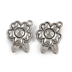 Нержавеющая Сталь Цвет 304 подвески из нержавеющей стали, цветочный шарм, анти-тускнение, цвет нержавеющей стали, 19.5x15.5x5.5 мм, отверстие : 1.6 мм