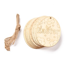 Flower DIY Egg Shape Handmade Hollow Out Graffiti Wood, Easter Theme Pendant Decorations, Flower Pattern, 8x6x0.2cm, Hole: 3.2mm, 10pcs/set