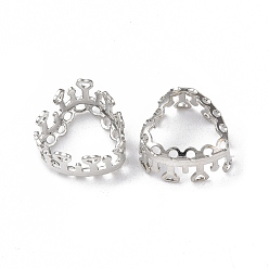 Платина Латунь пришить настройки зубца, филигранные оправы с открытой спиной для заостренных страз, сердце, платина, лоток : 10.5x11 мм, 11.5x12x6.5 мм, отверстие : 0.8 мм