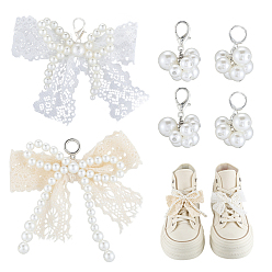 (52) Непрозрачная лаванда 8 шт. 4 стили подвесные украшения из искусственного жемчуга и полиэстера, бант и гроздь, разноцветные, 32.5~80 мм, 2 шт / стиль