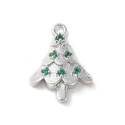Платина Латунные микро проложить кубического циркония подвески, елочные прелести, стойки покрытие, долговечный, без кадмия и без свинца, платина, 15.5x11.5x3.5 мм, отверстие : 1.3 мм