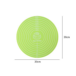 Зелено-Желтый Силиконовый коврик для выпечки торта на день рождения, коврик для выпечки с антипригарным покрытием, с мерками для раскатки теста, плоско-круглые, зеленый желтый, 300 мм