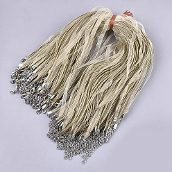 Цвет Древесины Изготовление ожерелья из вощеного шнура и органзы, с железными застежками когтя омара, платина, деревесиные, 17.6 дюйм ~ 17.8 дюйм (45~45.5 см), 7 мм