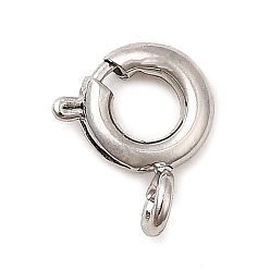 Платинированный Латунная застежка пружинного кольца, стойки покрытие, без никеля , Реальная платина, 9x7x1.5 мм, отверстие : 1.6 мм