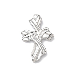 Платина Латунные подвески, крестик, стойки покрытие, долговечный, без кадмия и без свинца, платина, 25x17x3 мм, отверстие : 1.4 мм