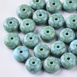 Turquoise Acrylic Beads, Imitation Turquoise Style, Rondelle, Turquoise, 13x7mm, Hole: 2mm, about 610pcs/500g
